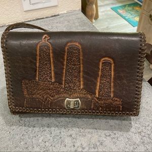 Leather purse small brown